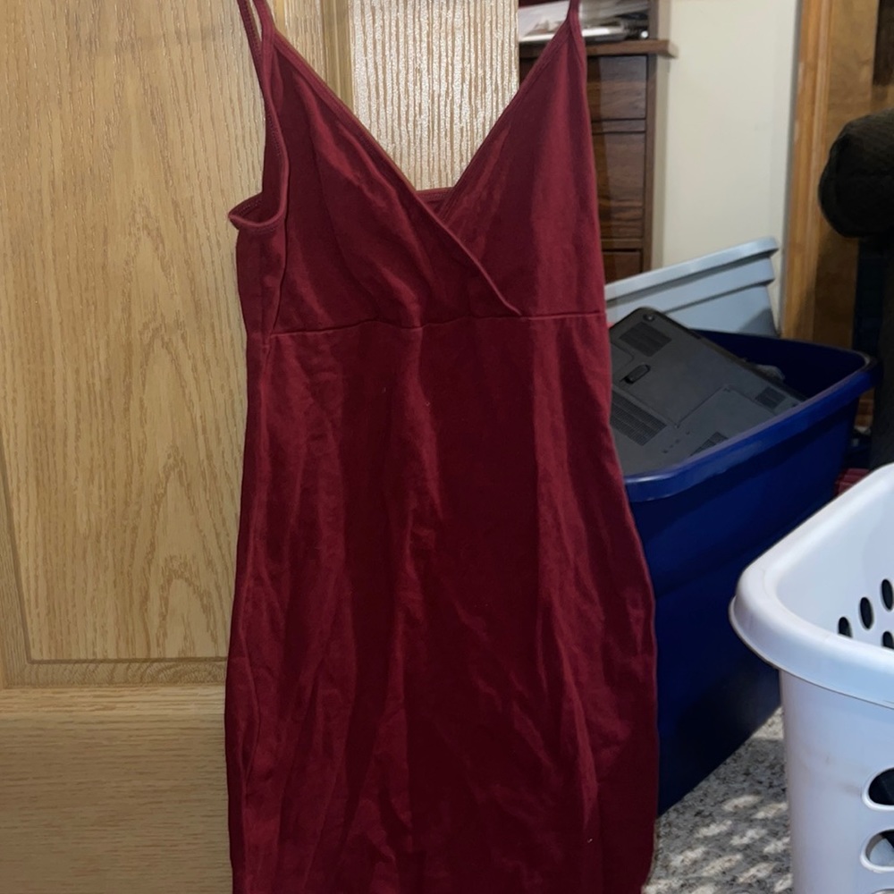 tight strap burgundy dress
